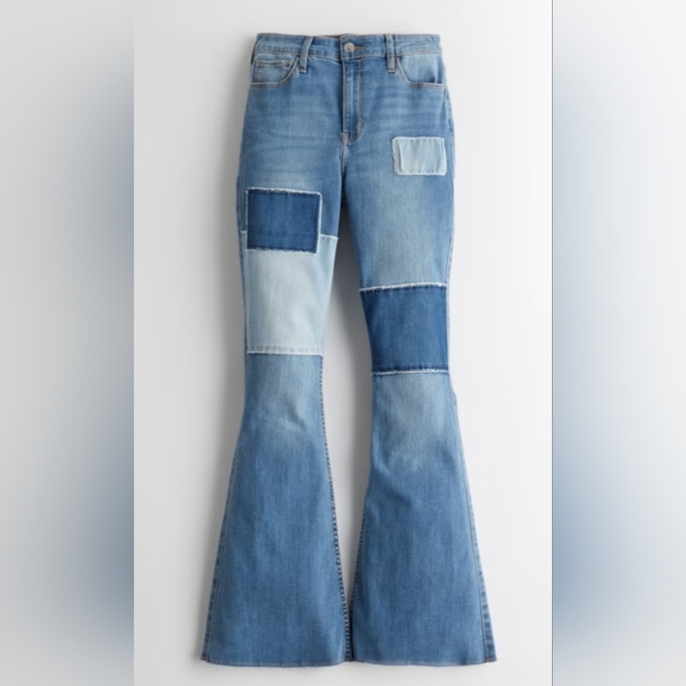 Women’s Light Blue Patchwork Flared Jeans